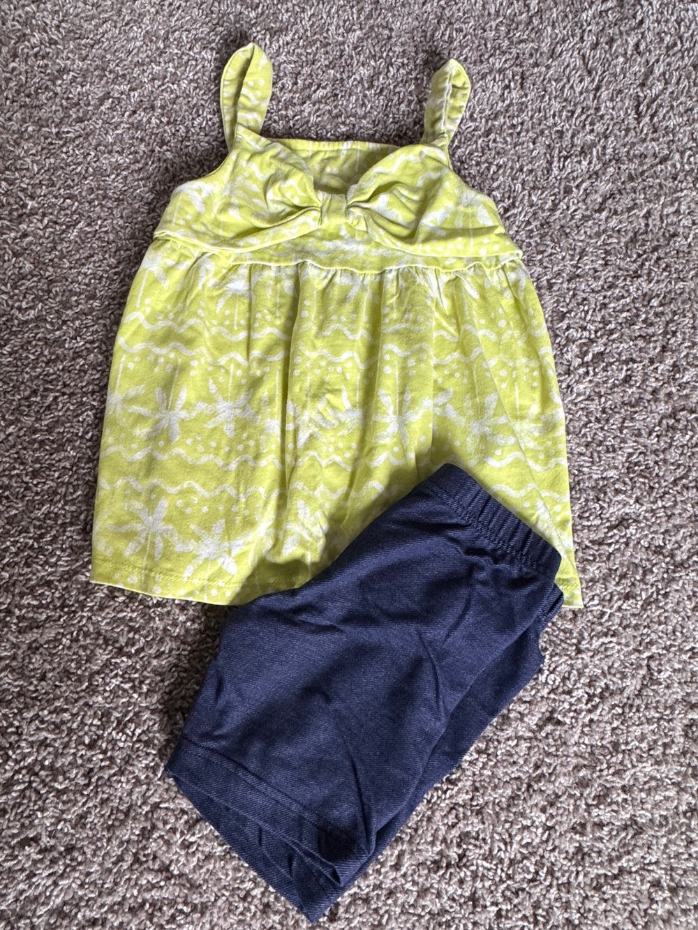 Girls Yellow Floral Tank Top and shorts outfit